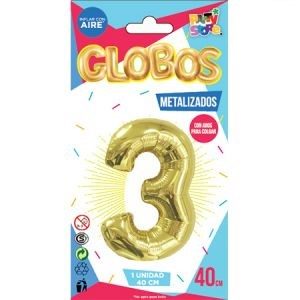 Número 3 Dorado 14" Party  GMCD3