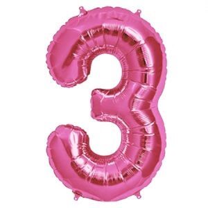 Número 3 Rosa 14" Party en Blister GMCRS3