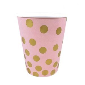 Vaso Rosa Lunares Dorados x 6un DVA051