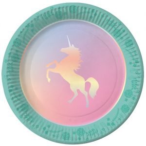 Plato Unicornio Iridiscente 17cm x 6 DPC001