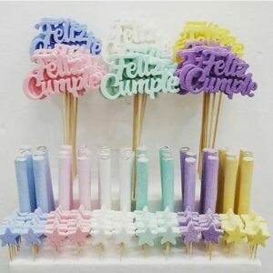 Kit I Frases Bengalas Estrellas Pasteles x 144 un