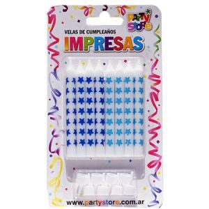 Velas Impresas Estrellas Celeste x 8 un VI803
