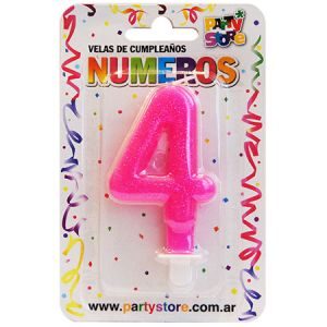 Vela 4 Rosa Brillos VNGRS4