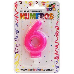 Vela 6 Rosa Brillos VNGRS6