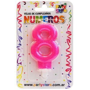 Vela 8 Rosa Brillos VNGRS8