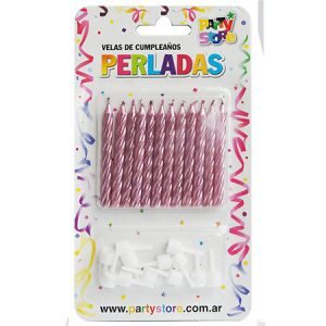 Velas Perladas Rosas x 12 VTM6RS
