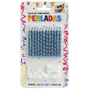 Velas Perladas Celeste x 12 VTM6CE