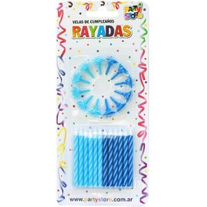 Velas Rayadas Colores de varon x 24 VTR6B