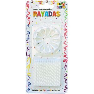 Velas Rayadas Blanca x 24 VTR6BL