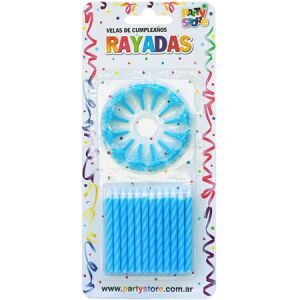Velas Rayadas Celeste x 24 VTR6CE