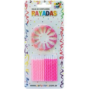 Velas Rayadas Colores de nena x 24 VTR6G