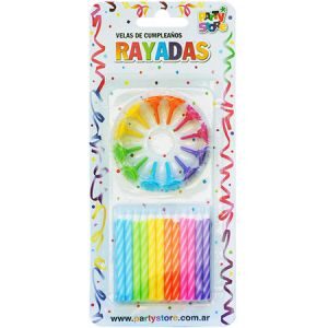Velas Rayadas Multicolor x 24 VTR6MU
