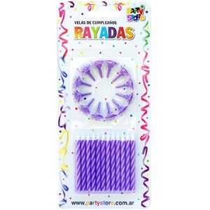 Velas Rayadas Violeta x 24 VTR6VI