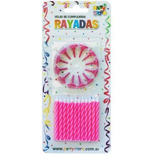 Velas Rayadas Magenta x 24 VTR6MA