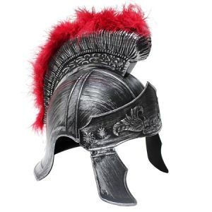 Casco Soldado Romano Cresta Plumas Rojas GO067