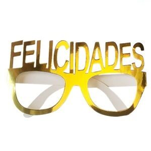 Lente de Papel Felicidades Dorado x4un LEPDO