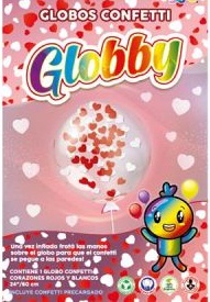 Globby 24" Redondos Confetti Corazones Rojos y Blancos x1un GL24C CO