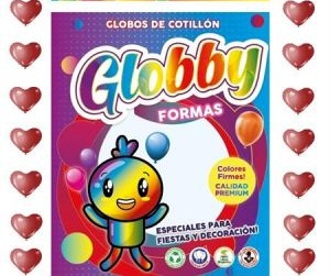 Globby Formas Mini Corazon 5" Rojo x25un GLF08