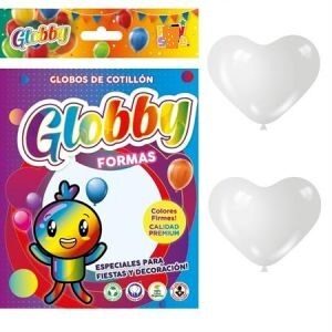 Globby Formas Corazon 15" Blanco x10un GLF10