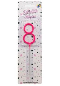 Velas Sparkles N°8 Rosa VNERS8