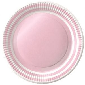 Plato Perlado Corona Rosa Grande 22,5cm x6un DPG002