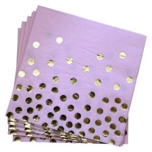 Servilletas Rosa Lunares Dorados x 12 DSE051