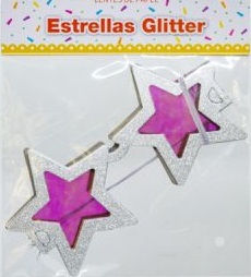 Lente de Papel Estrella Glitter x 4un LEPES