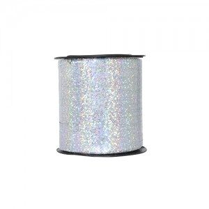Cinta para Globos Holografica PLATA  25mts x 5mm GLHHPL