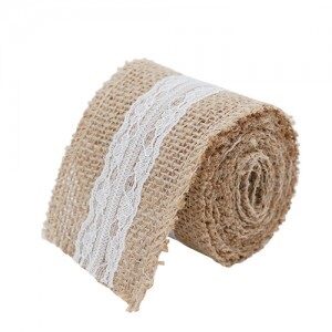 Rollo de Arpillera Natural con Centro Encaje Blanco 200x6cm ARTRABLA