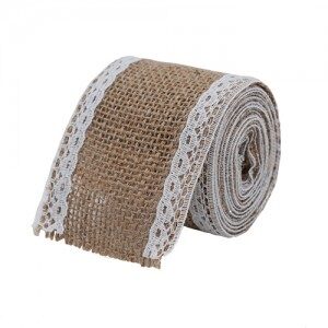 Rollo de Arpillera Natural con Borde Encaje Blanco 200x6cm ARTRABLB