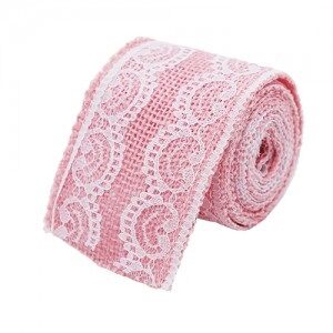Rollo de Arpillera Rosa con Borde Encaje Blanco 200x6cm ARTRARS
