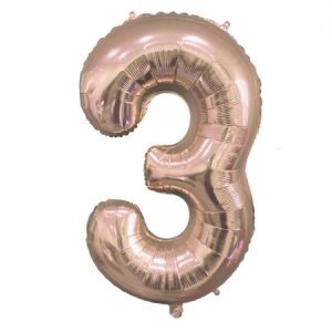 Número 3 Rosa Gold 14" Party en Blister GMCCG3