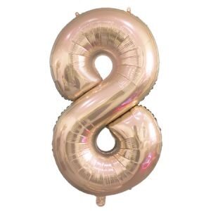 Número 8 Rosa Gold 14" Party en Blister GMCCG8