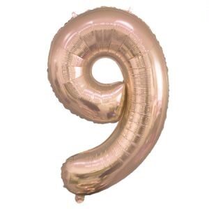 Número 9 Rosa Gold 14" Party en Blister GMCCG9