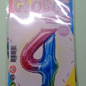 Número 4 Multicolor 14" Party en Blister GMCMU4