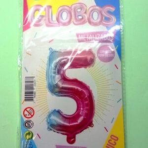 Número 5 Multicolor 14" Party en Blister GMCMU5