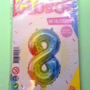 Número 8 Multicolor 14" Party en Blister GMCMU8