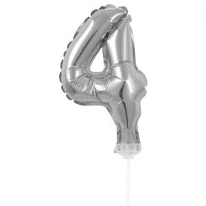 Mini Globo Número 4 Plateado Metalizado 8" GMMP4