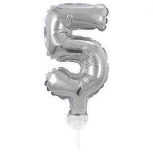 Mini Globo Número 5 Plateado Metalizado 8" GMMP5