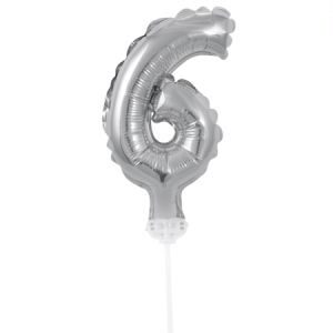 Mini Globo Número 6 Plateado Metalizado 8" GMMP6