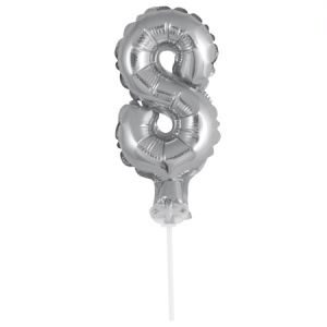 Mini Globo Número 8 Plateado Metalizado 8" GMMP8