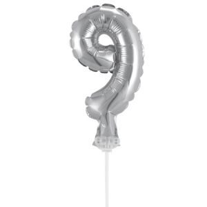 Mini Globo Número 9 Plateado Metalizado 8" GMMP9