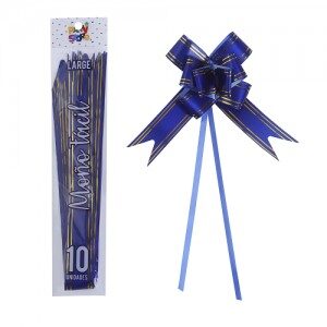 Moño Fácil Grande Azul Borde Dorado x 10un. REMFGRAZ