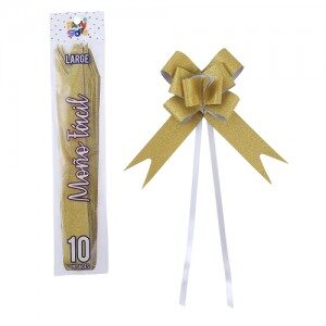 Moño Fácil Grande Dorado Glitter x 10un. REMFGRDO