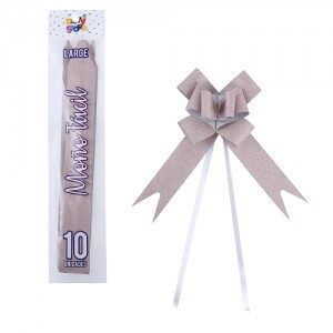 Moño Fácil Grande Rosa Gold Glitter x 10un. REMFGRRG