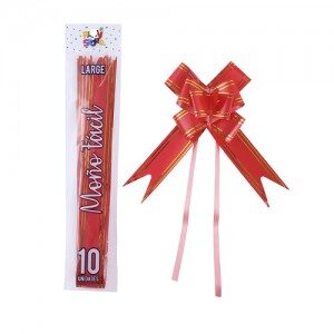 Moño Fácil Grande Rojo Borde Dorado x 10un. REMFGRRJ