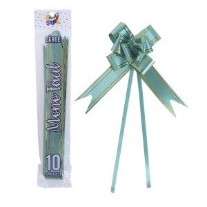 Moño Fácil Grande Verde Borde Dorado x 10un. REMFGRVE