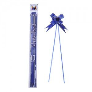 Moño Fácil Mediano Azul Borde Dorado x 10un. REMFMEAZ