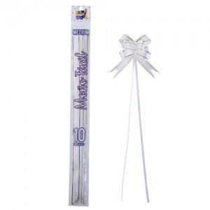 Moño Fácil Mediano Blanco Borde Dorado x 10un. REMFMEBL