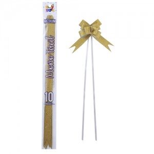 Moño Fácil Mediano Dorado Glitter x 10un. REMFMEDO